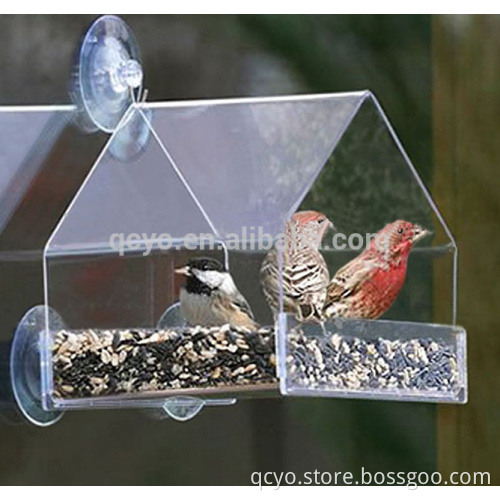 Clear acrylic bird feeder window bird cage feeder